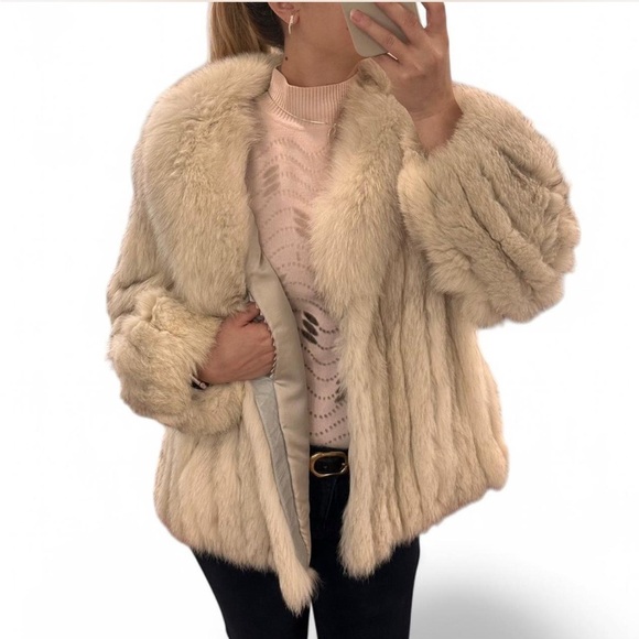 Genuine Blue fox fur made in Korea, fur imported from Finland Vintage Jacket